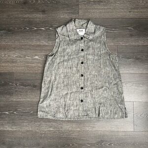 FLAX by Jeanne Engelhart Linen Tank Shirt Women Gray Lagenlook Minimalist‎ Small